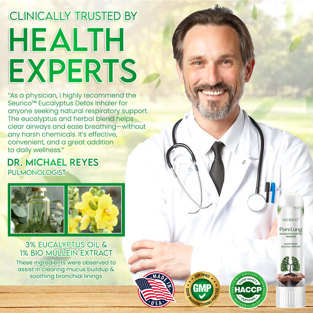 Seurico™ PureLung Herbal Refresh - Fast-Acting Herbal Inhaler for Lung Detox & Mucus Relief