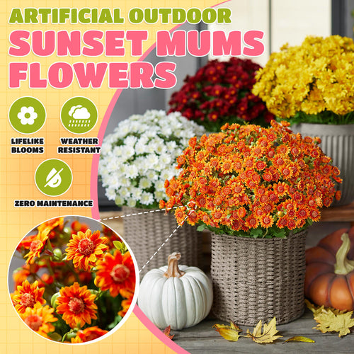 ๐ Flash Sale โก Artificial Outdoor Sunset Mums Flowers ๐ป- UV resistant, Waterproof, Windproof ๐ง