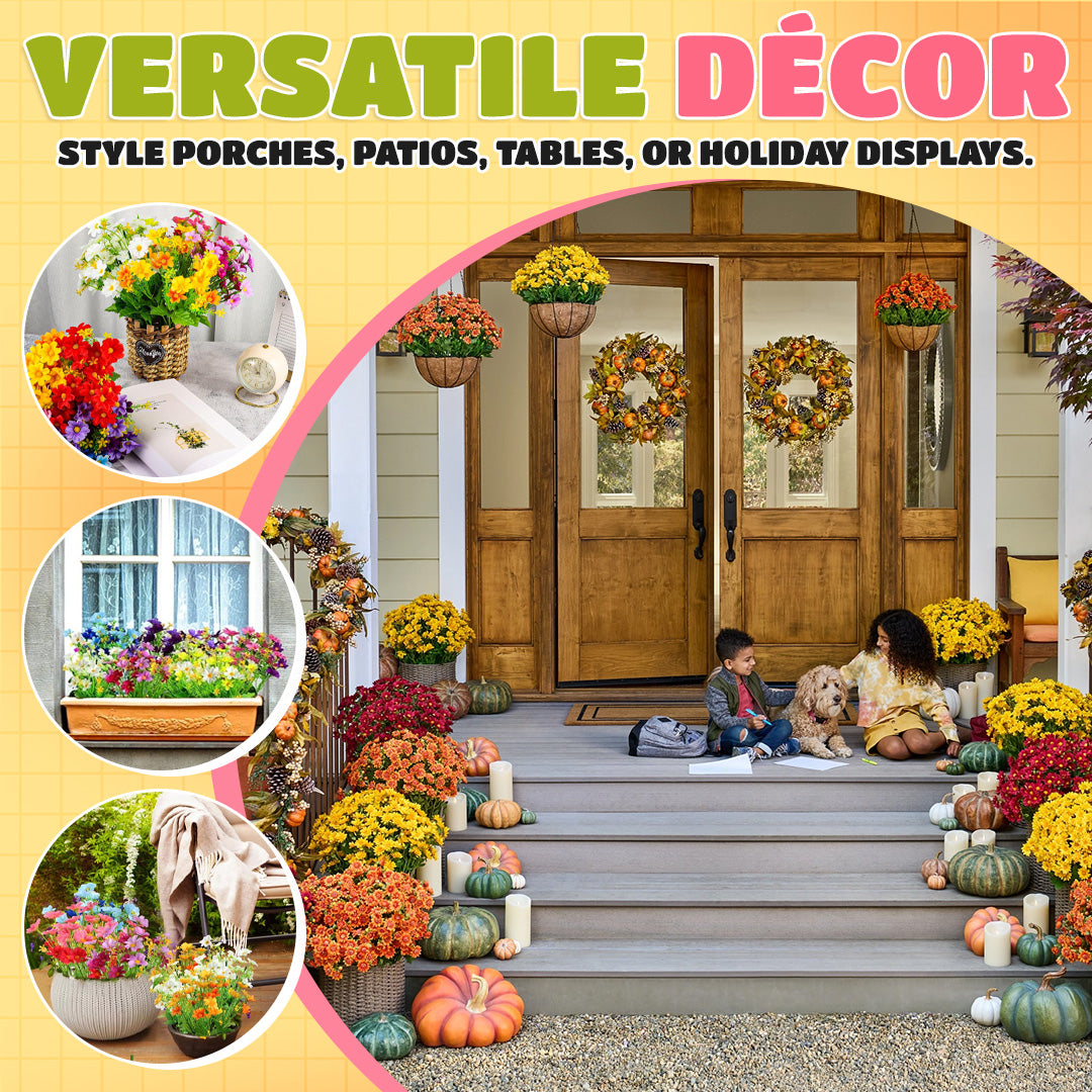 ๐ Flash Sale โก Artificial Outdoor Sunset Mums Flowers ๐ป- UV resistant, Waterproof, Windproof ๐ง