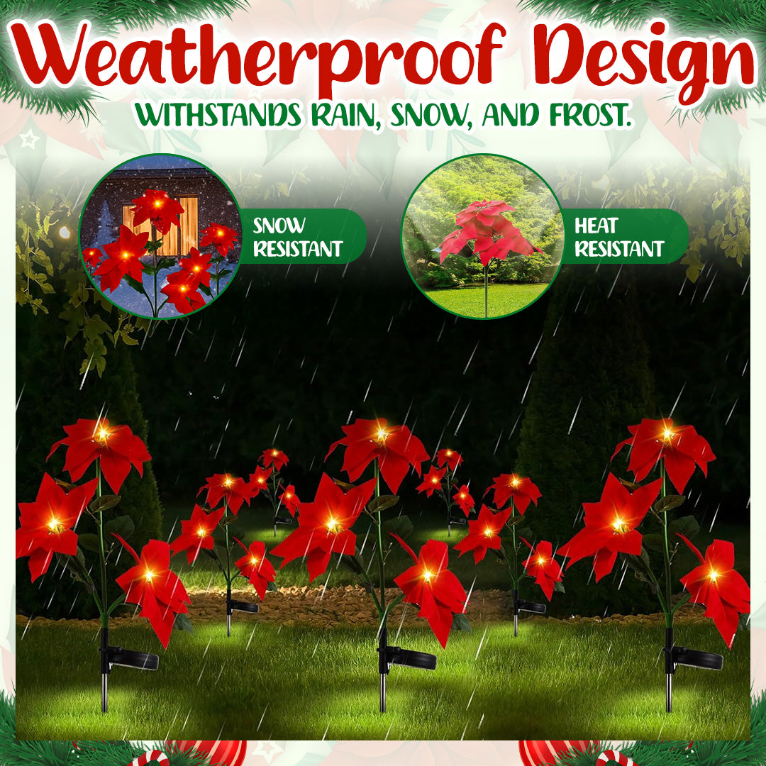 🌺Artificial Christmas Poinsettia Flower Solar Light🎄🎅 – Waterproof Outdoor Garden & Holiday Decoration